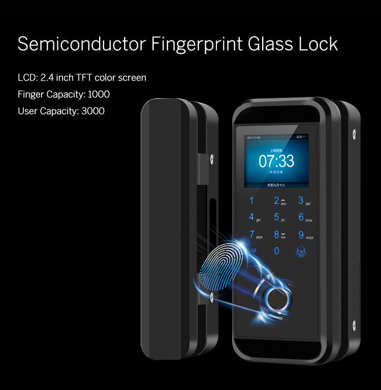Serrure de porte en verre biométrique