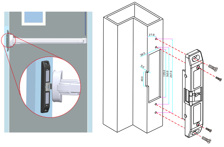 Electric Strike Push Rod Lock