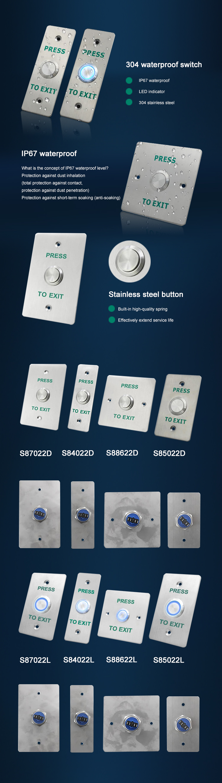 Stainless Steel Exit Button Stainless Steel Exit Button