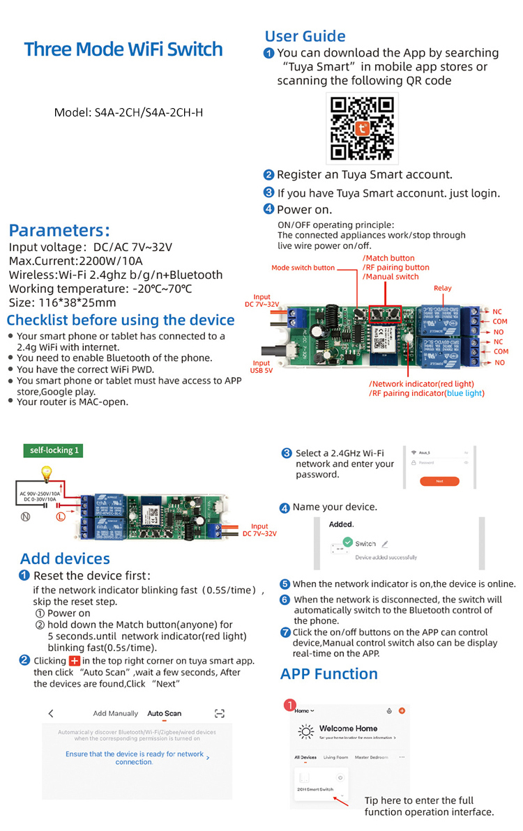 2CH Wifi Tuya module