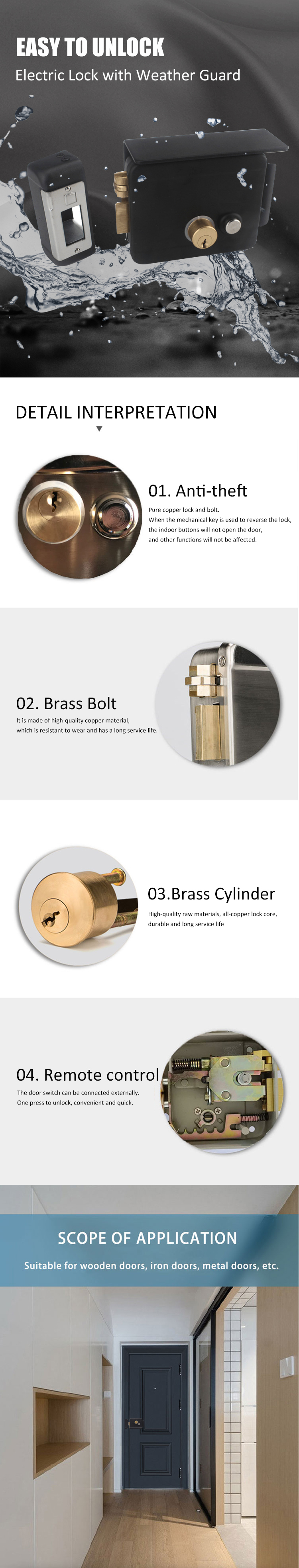 electric RIM door lock