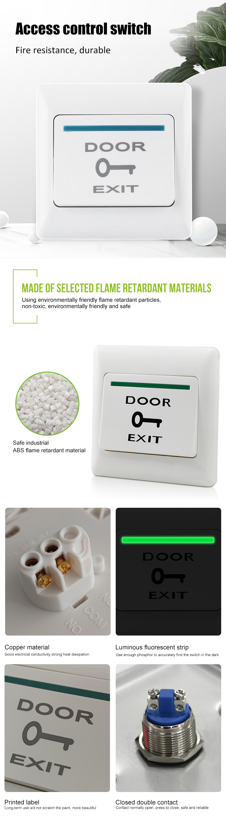 Small Door Exit Button Push Plastic Switch 