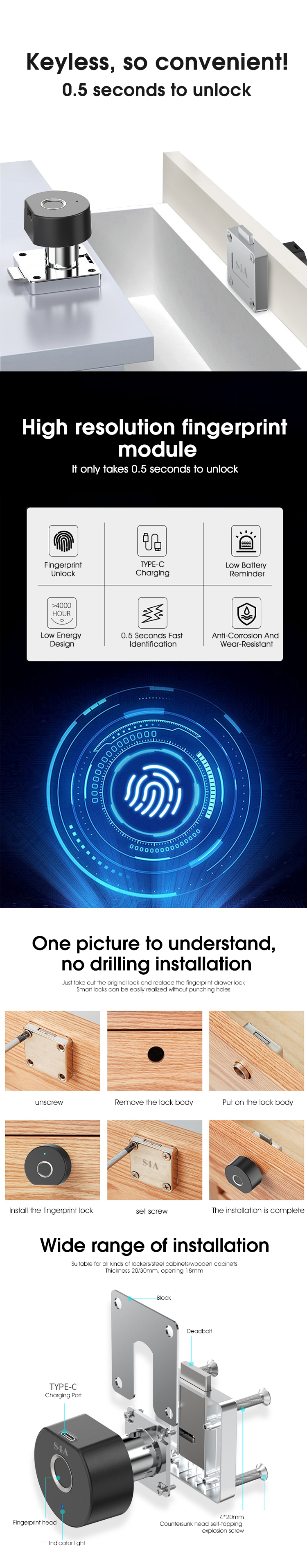 Fingerprint drawer lock