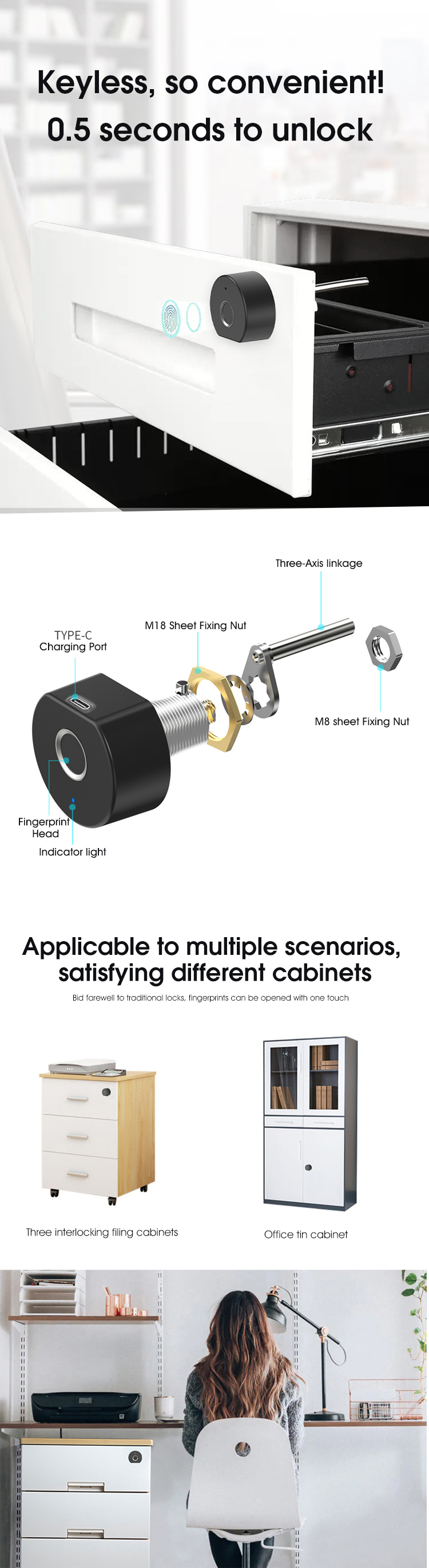 Fingerprint Biometric Cabinet Lock