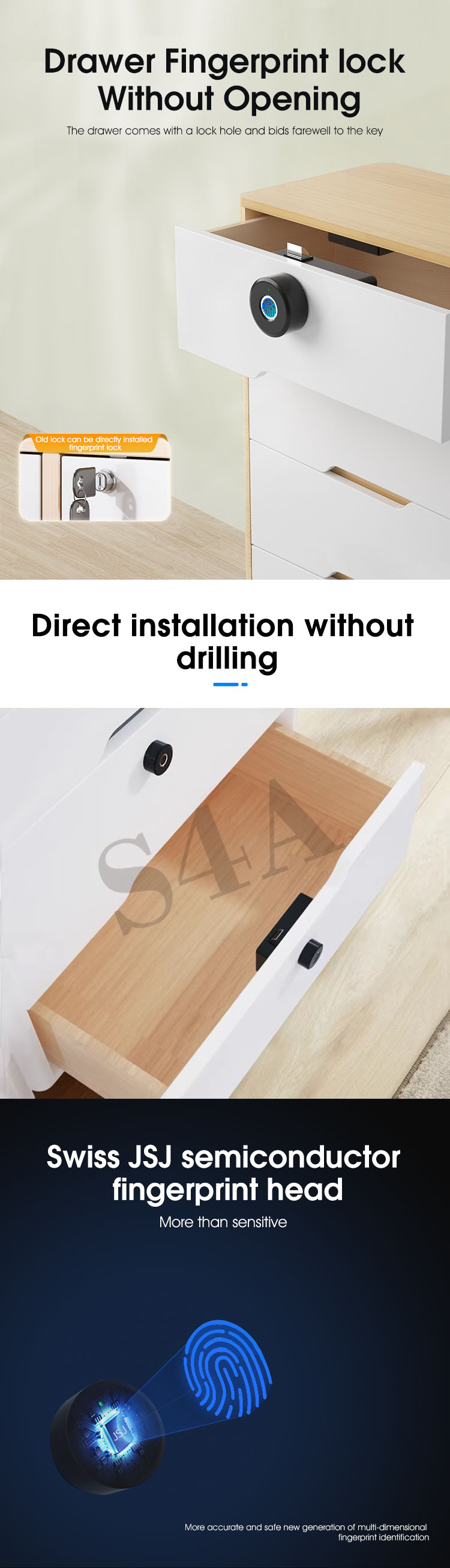 Smart fingerprint drawer lock