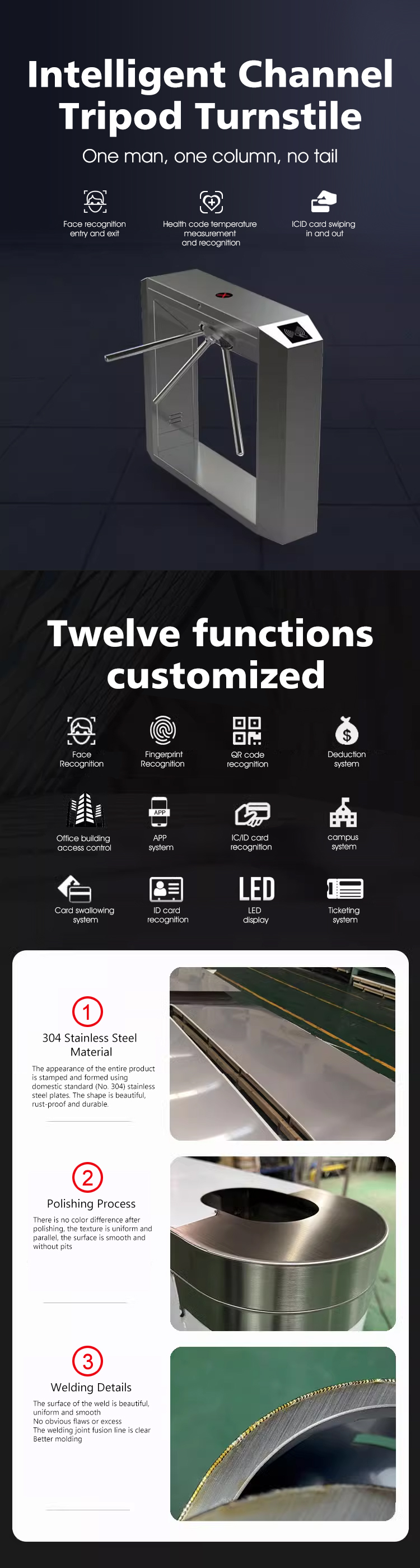 Three Roll Vertical Tripod Turnstile Three Roll Vertical Tripod Turnstile