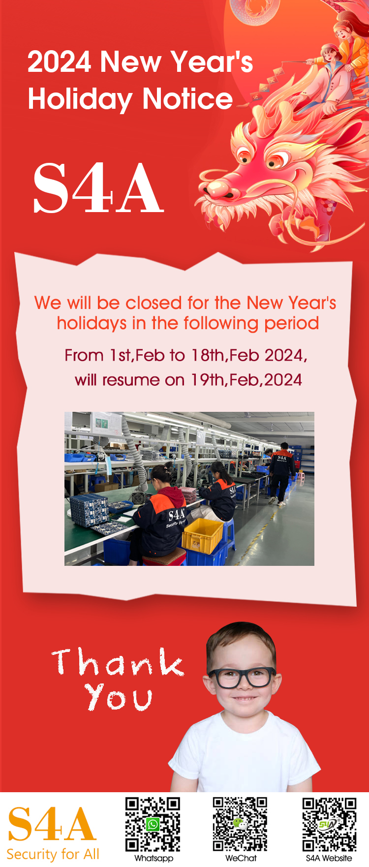 S4A 2024 New Year Holiday Notice S4A 2024 New Year Holiday Notice