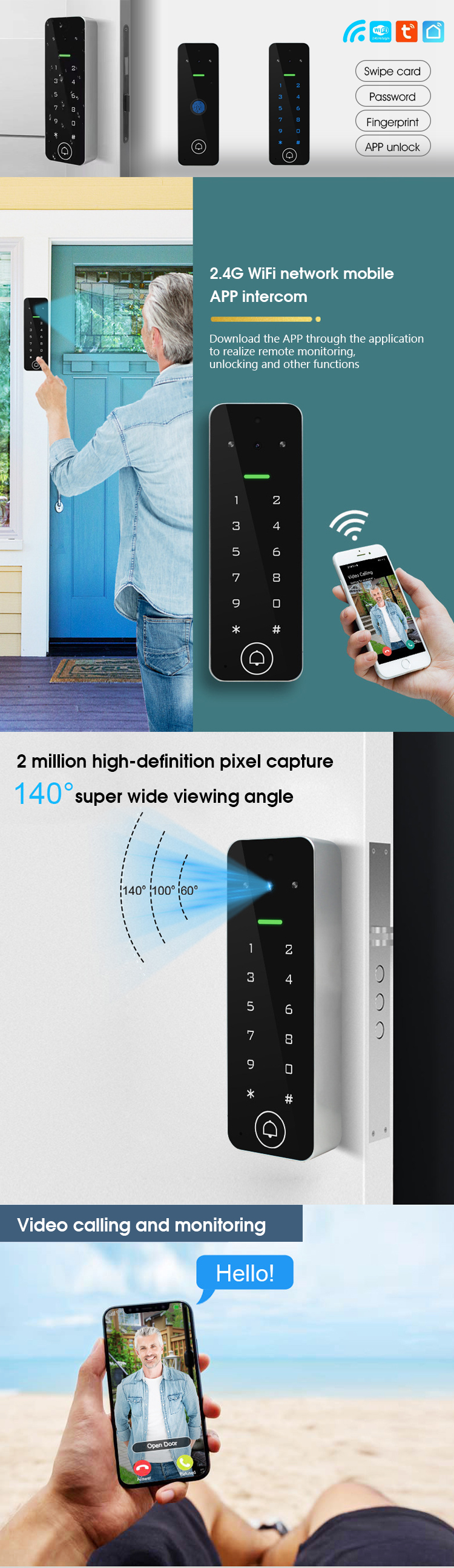 Tuya keypad access control with video doorbell Tuya keypad access control with video doorbell