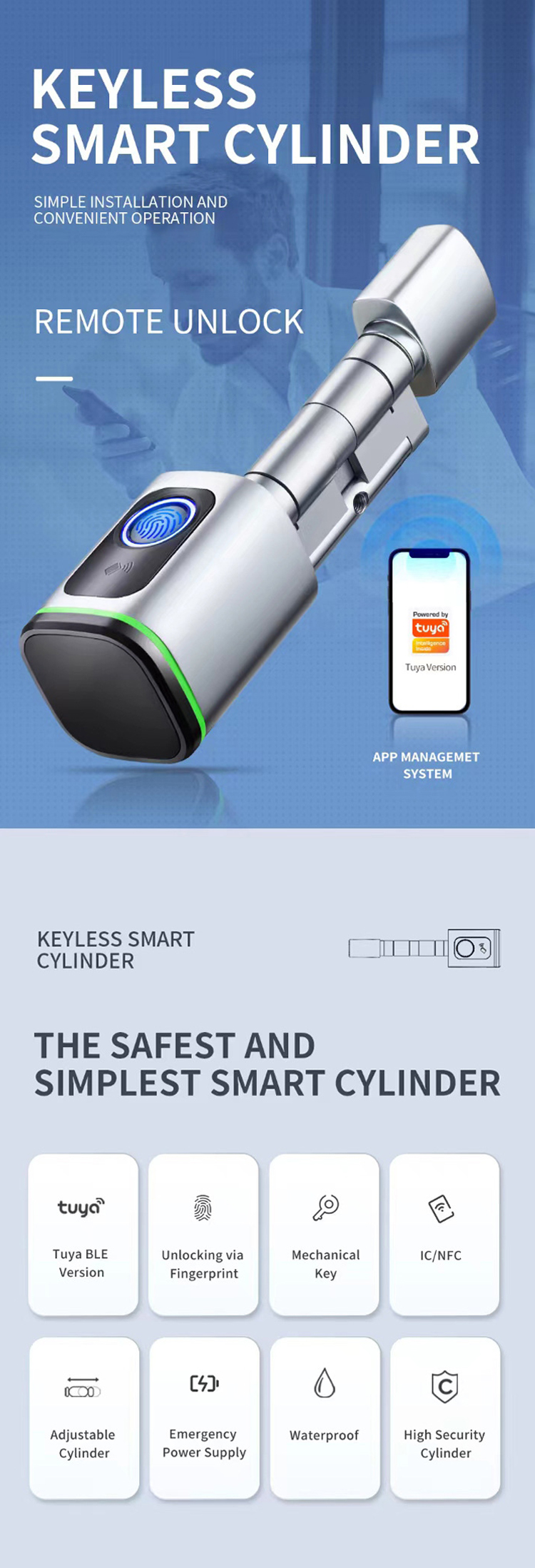 Tuya Bluetooth Smart Lock Cylinder